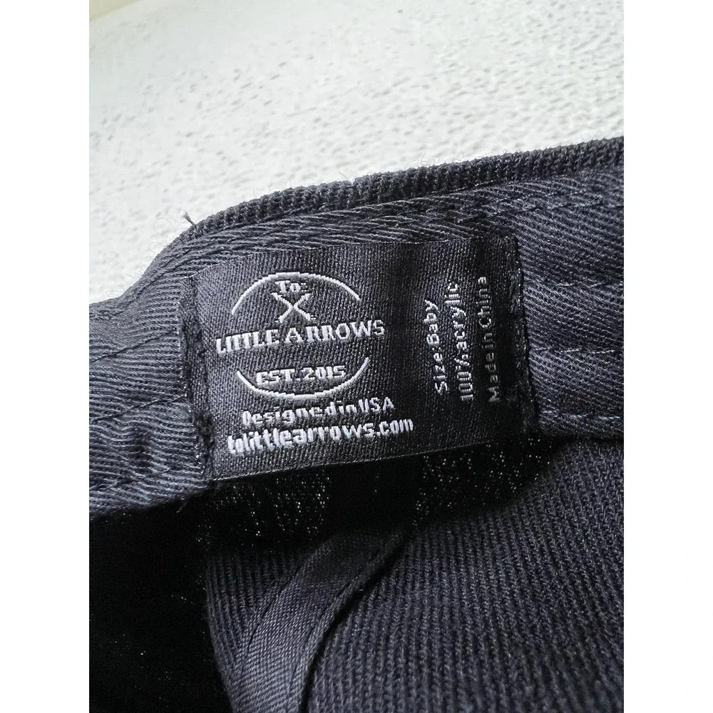 To Little Arrows Legacy Hat Cap Fitted Kids Baby Black Brown Leather Patch NEW